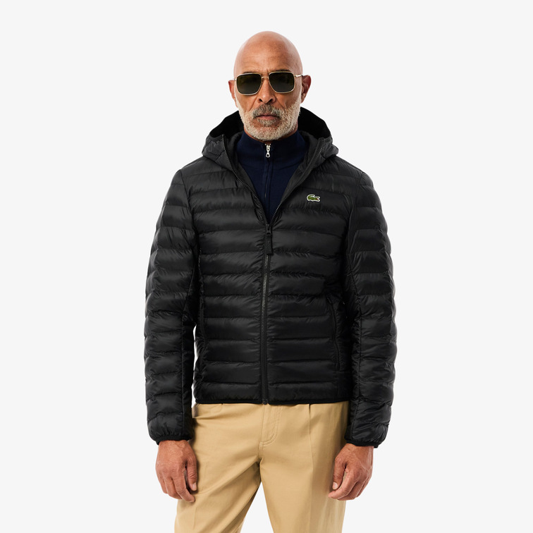 PLUMÍFERO ACOLCHADO HOMBRE LACOSTE IMPERMEABLE CON CAPUCHA