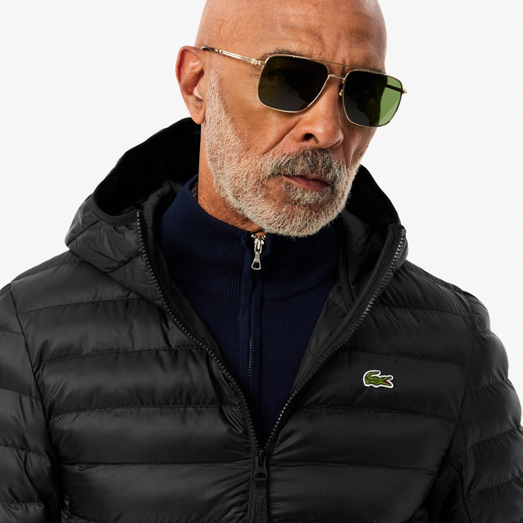 PLUMÍFERO ACOLCHADO HOMBRE LACOSTE IMPERMEABLE CON CAPUCHA