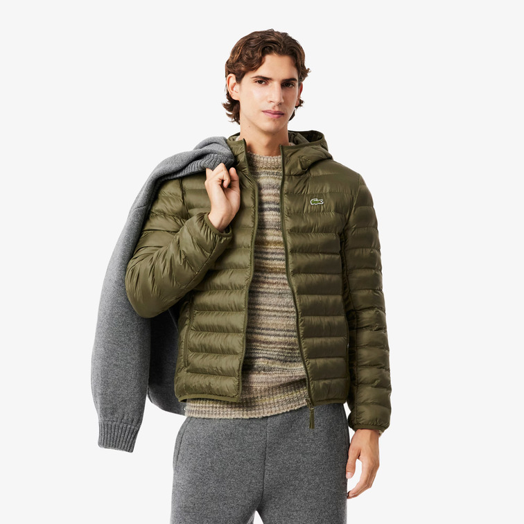 PLUMÍFERO ACOLCHADO HOMBRE LACOSTE IMPERMEABLE CON CAPUCHA