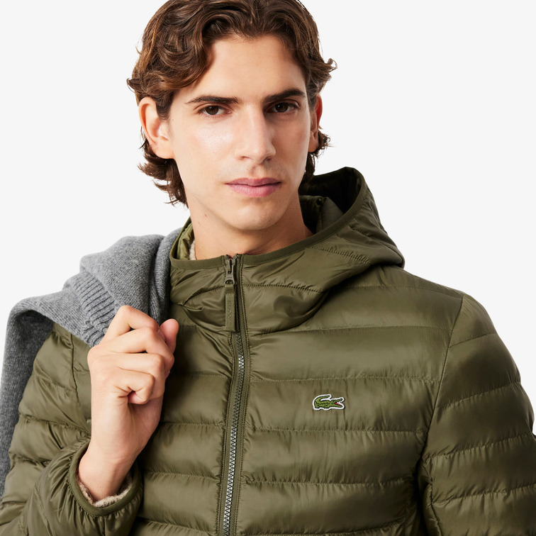 PLUMÍFERO ACOLCHADO HOMBRE LACOSTE IMPERMEABLE CON CAPUCHA