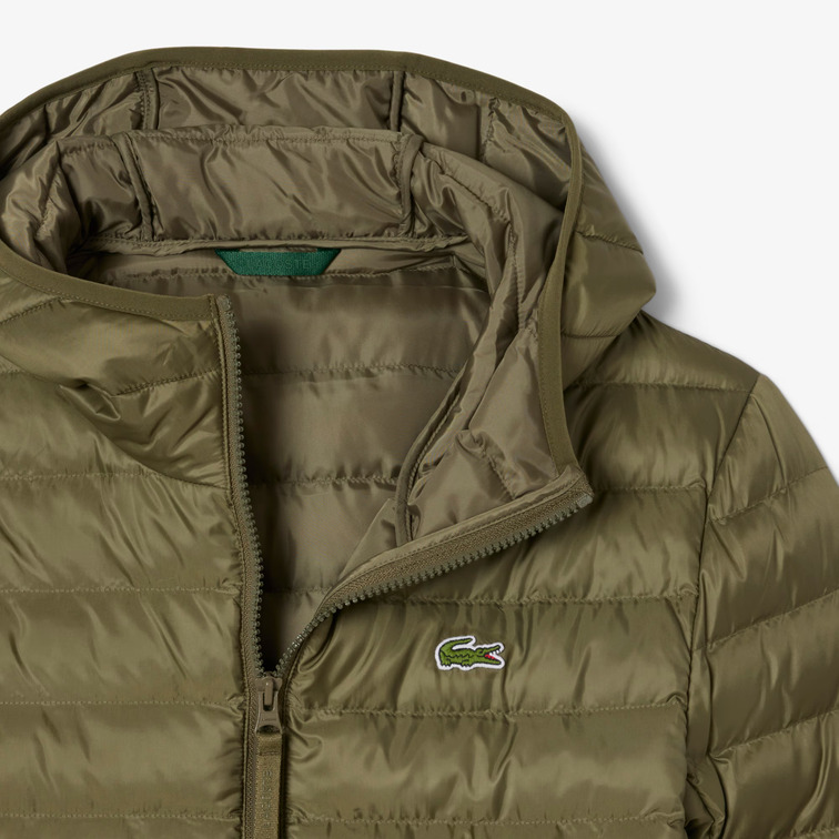 PLUMÍFERO ACOLCHADO HOMBRE LACOSTE IMPERMEABLE CON CAPUCHA