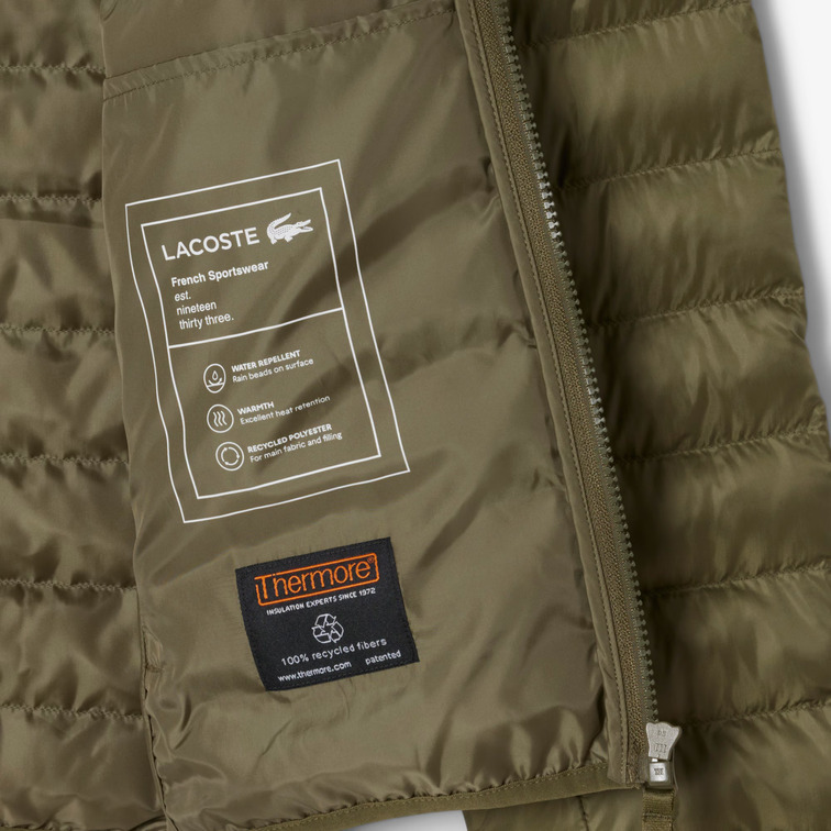 PLUMÍFERO ACOLCHADO HOMBRE LACOSTE IMPERMEABLE CON CAPUCHA