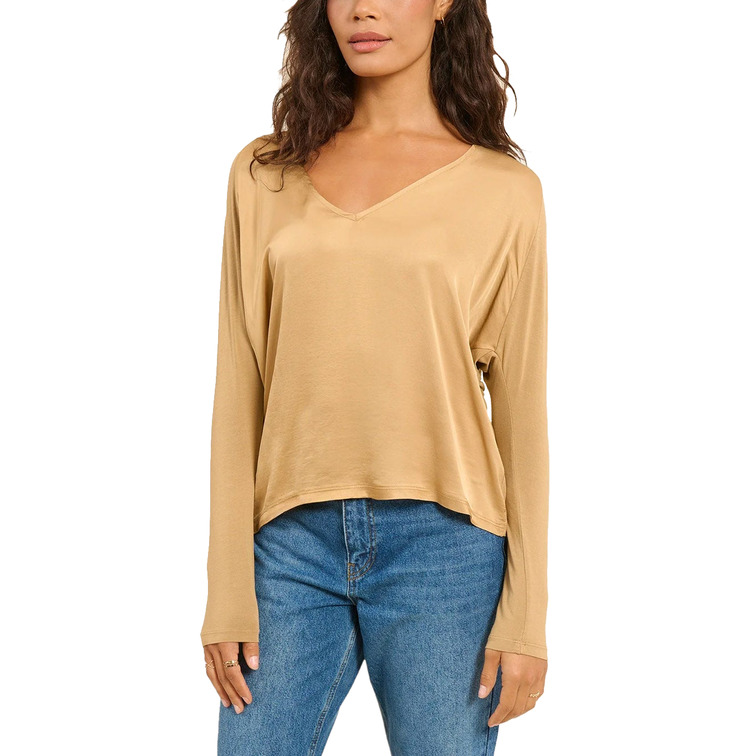 CAMISETA MANGA LARGA MUJER  NAFNAF PARIS TEJIDO SATINADO