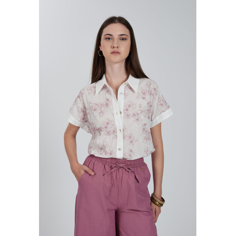 CAMISA MUJER YES ZEE CROPPED EN MUSELINA