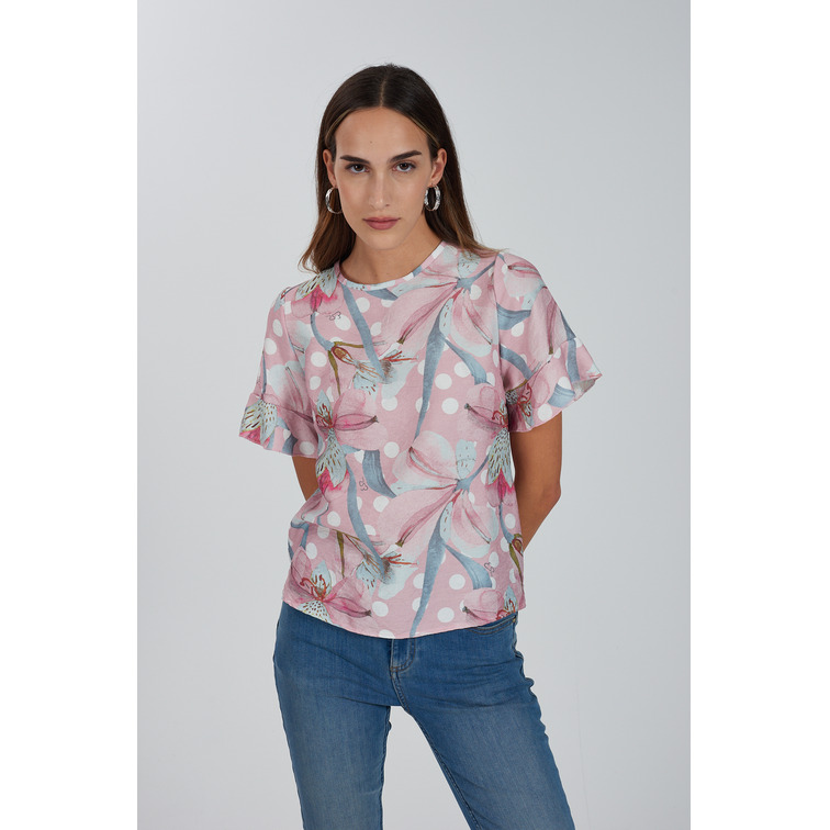 BLUSA MANGA CORTA MUJER YESZEE ESTAMPADO FLORAL