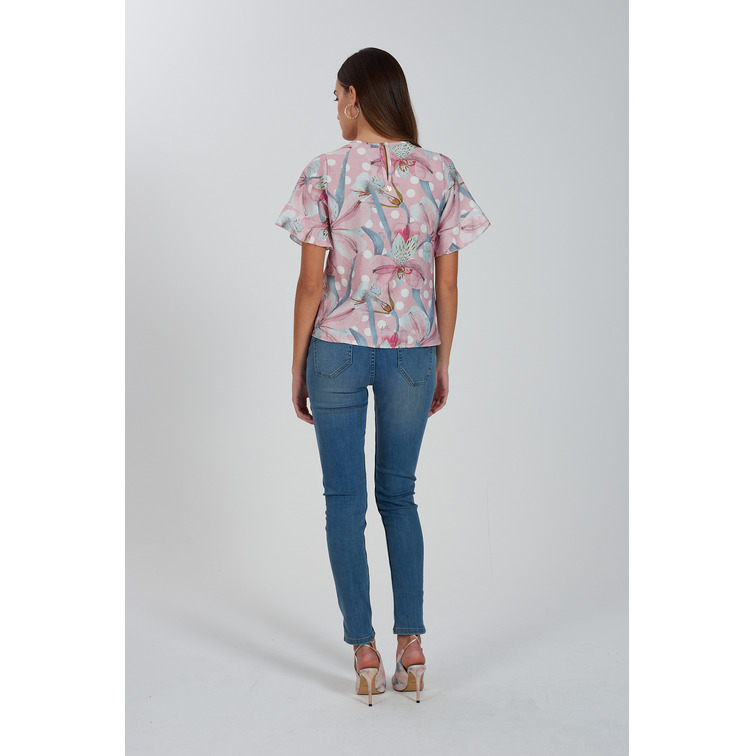 BLUSA MANGA CORTA MUJER YESZEE ESTAMPADO FLORAL