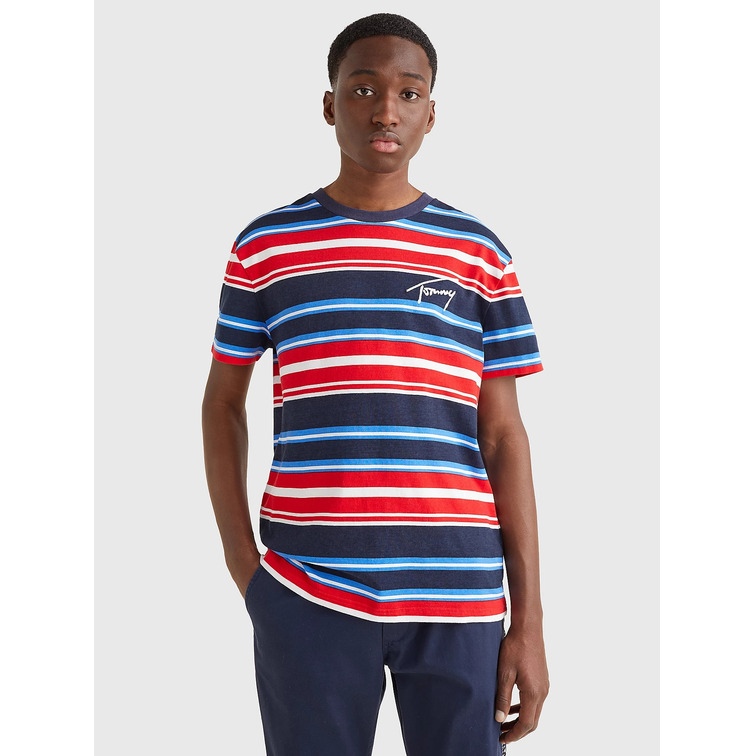 CAMISETA A RAYAS CON LOGO FIRMA HOMBRE TOMMY JEANS