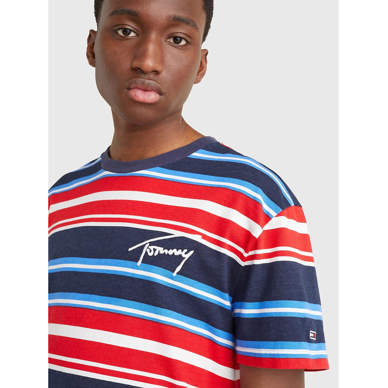 CAMISETA A RAYAS CON LOGO FIRMA HOMBRE TOMMY JEANS