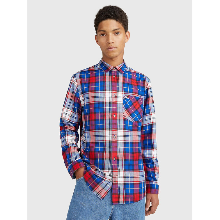 CAMISA DE FRANELA CON ESTAMPADO DE CUADROS HOMBRE TOMMY JEANS CAMISA DE FRANELA CON ESTAMPADO DE CUADROS HOMBRE TOMMY JEANS