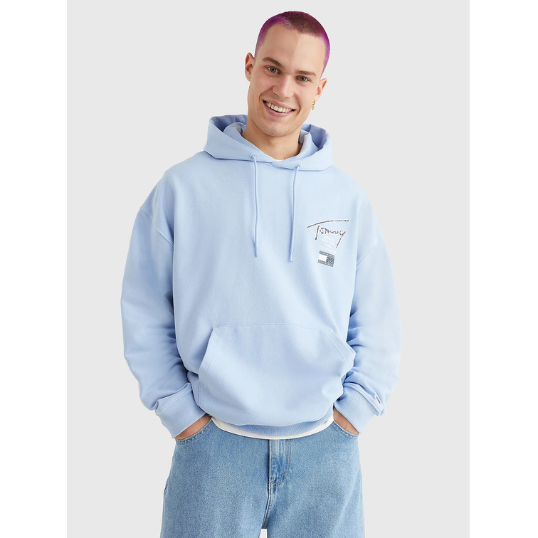 SUDADERA AMPLIA CON CAPUCHA Y LOGO FIRMA HOMBRE TOMMY JEANS
