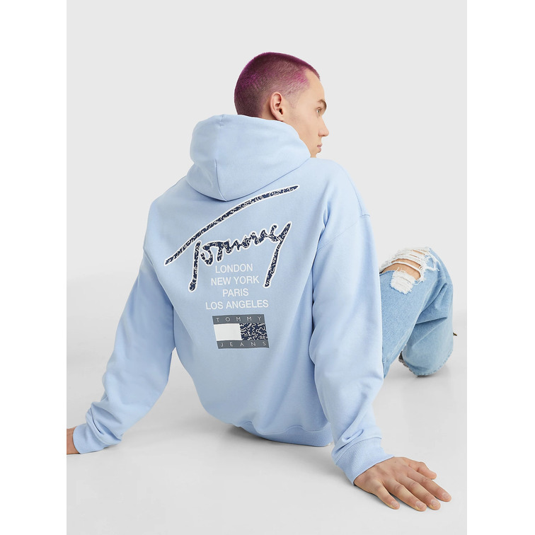 SUDADERA AMPLIA CON CAPUCHA Y LOGO FIRMA HOMBRE TOMMY JEANS