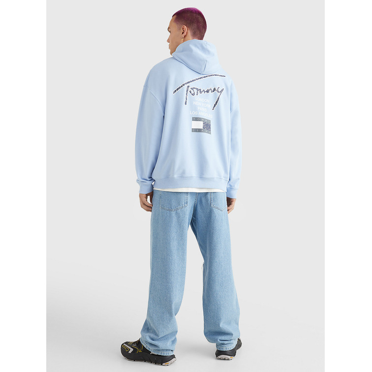 SUDADERA AMPLIA CON CAPUCHA Y LOGO FIRMA HOMBRE TOMMY JEANS