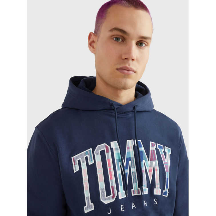 SUDADERA CON CAPUCHA Y LOGO DE TARTÁN HOMBRE TOMMY JEANS