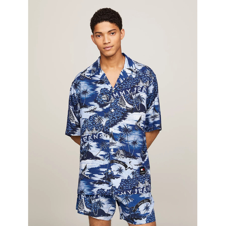 CAMISA HAWAIANA CON CUELLO CUBANO HOMBRE TOMMY JEANS