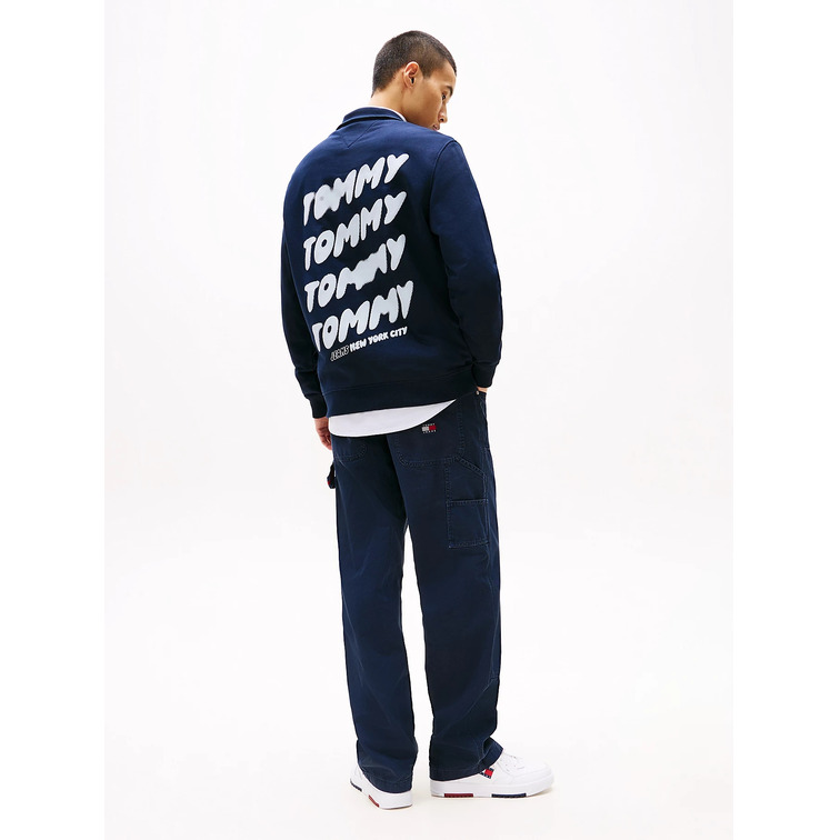 SUDADERA HOMBRE TOMMY JEANS LOGO BURBUJA MEDIA CREMALLERA
