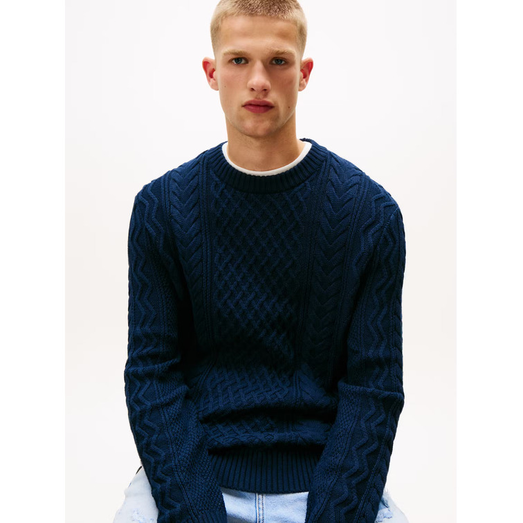 HOMBRE TJM SLM BADGE CABLE KNIT SWEAT 0GY