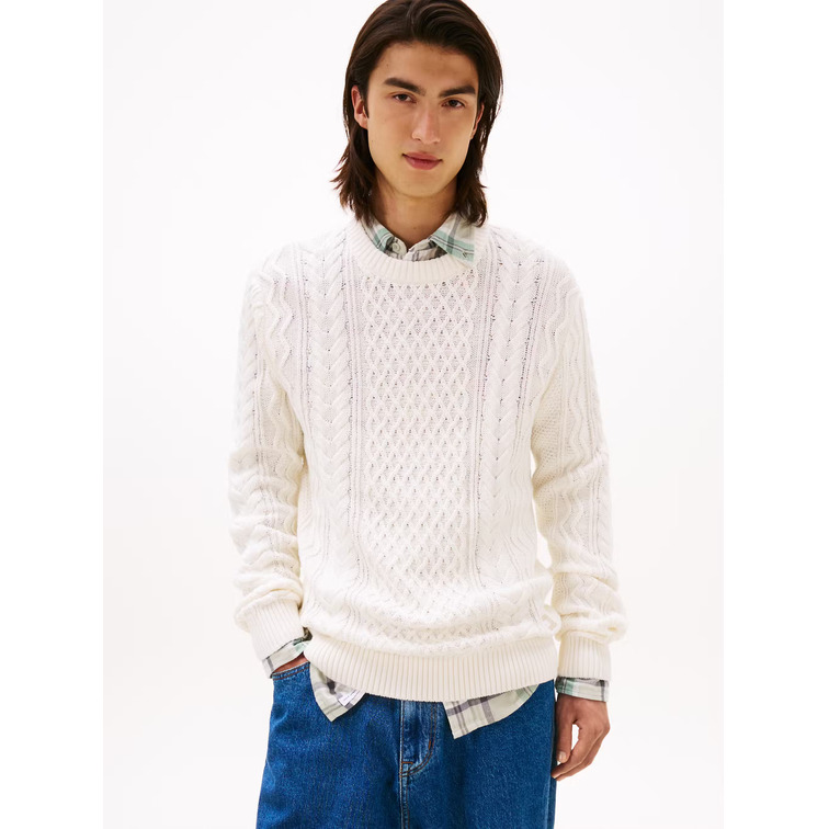 HOMBRE TJM SLM BADGE CABLE KNIT SWEAT 0K4