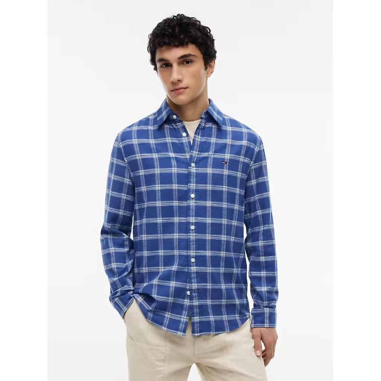 CAMISA CUADROS EN SARGA TEXTURIZADA HOMBRE TOMMY JEANS FIT REGULAR