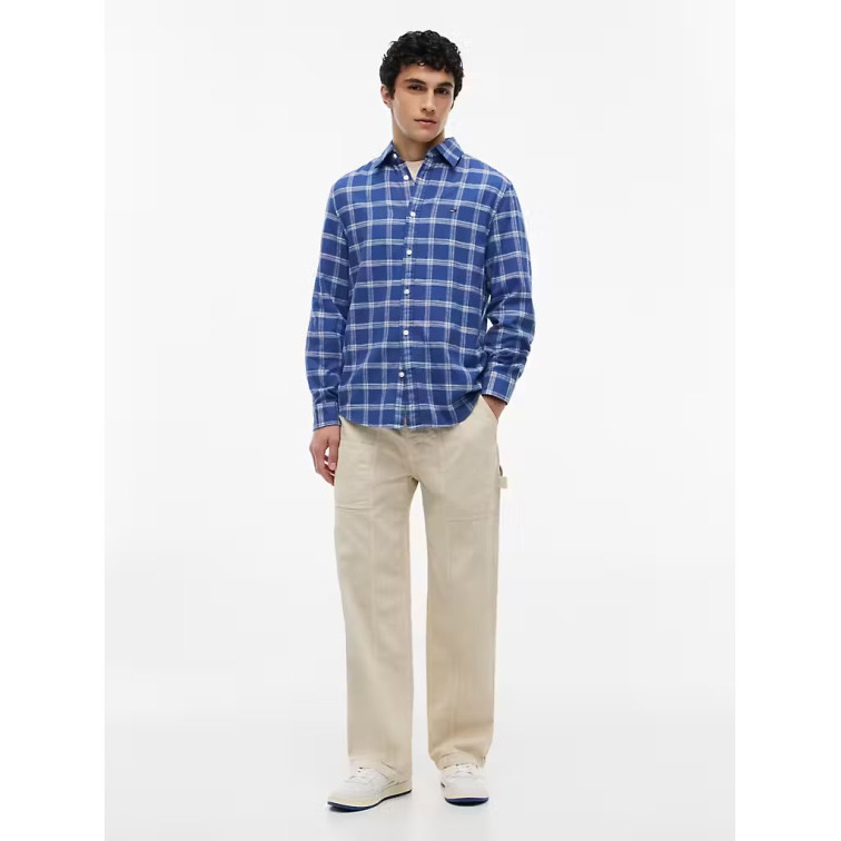 CAMISA CUADROS EN SARGA TEXTURIZADA HOMBRE TOMMY JEANS FIT REGULAR