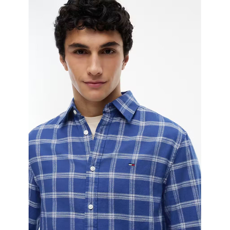 CAMISA CUADROS EN SARGA TEXTURIZADA HOMBRE TOMMY JEANS FIT REGULAR