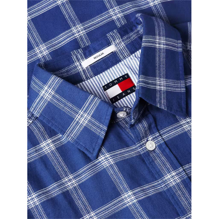 CAMISA CUADROS EN SARGA TEXTURIZADA HOMBRE TOMMY JEANS FIT REGULAR
