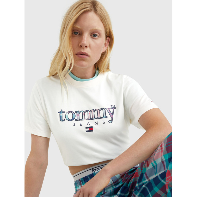 CAMISETA CON LOGO TARTÁN MUJER TOMMY JEANS