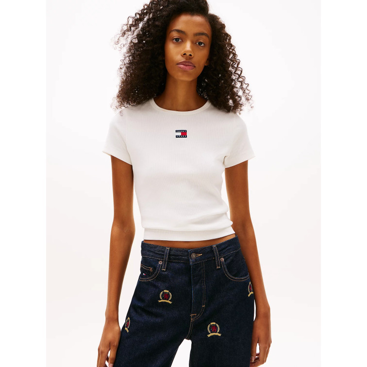 MUJER TJW SLIM BADGE RIB TEE YBL