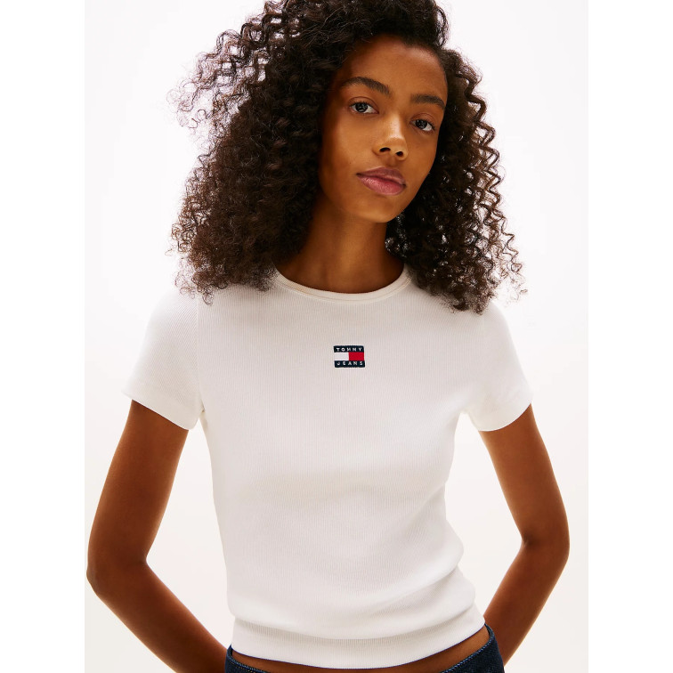 MUJER TJW SLIM BADGE RIB TEE YBL