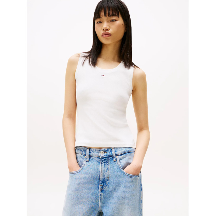 CAMISETA SIN MANGAS MUJER TOMMY JEANS LOGO BORDADO FIT SLIM