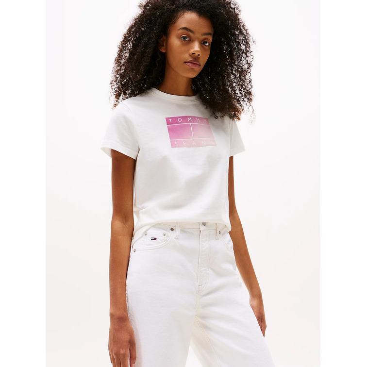 MUJER TJW REG GRADIENT FLAG SS YBL