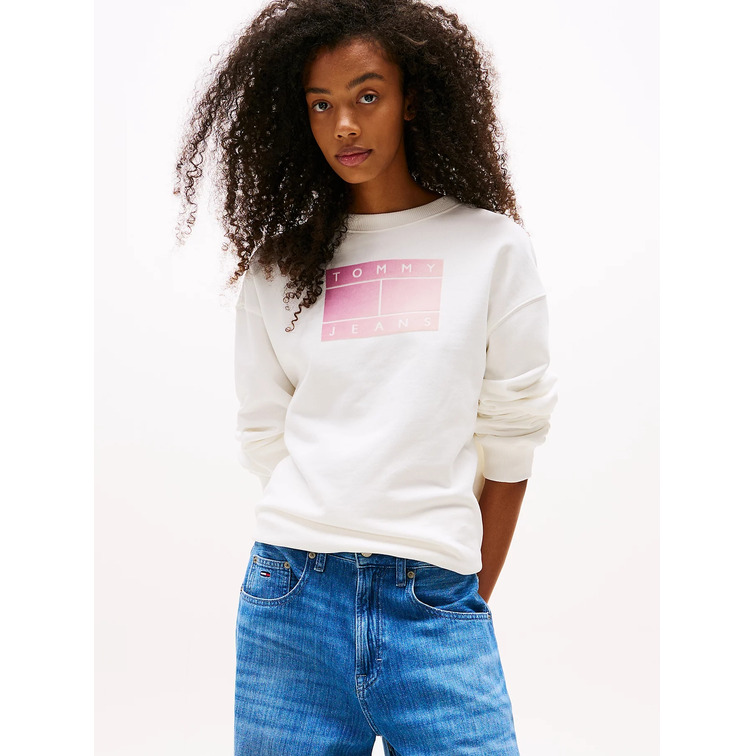 MUJER TJW RLX GRADIENT FLAG CREW YBL