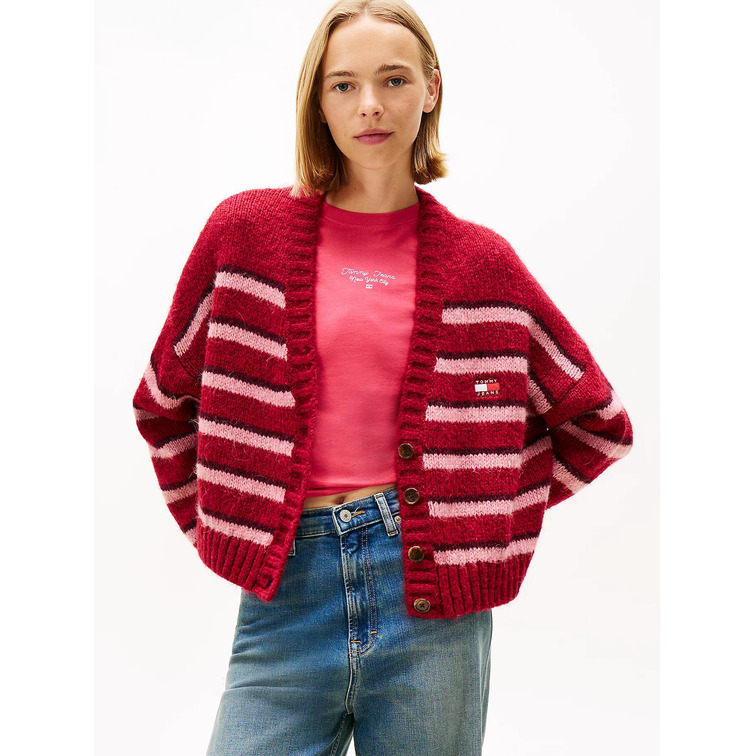 MUJER TJW BADGE STRIPE FLUFF CARDI E XJP