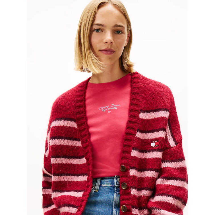 MUJER TJW BADGE STRIPE FLUFF CARDI E XJP