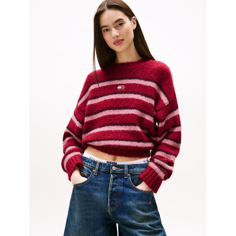 MUJER TJW BADGE STRIPE FLUFFY SWEATE XJP