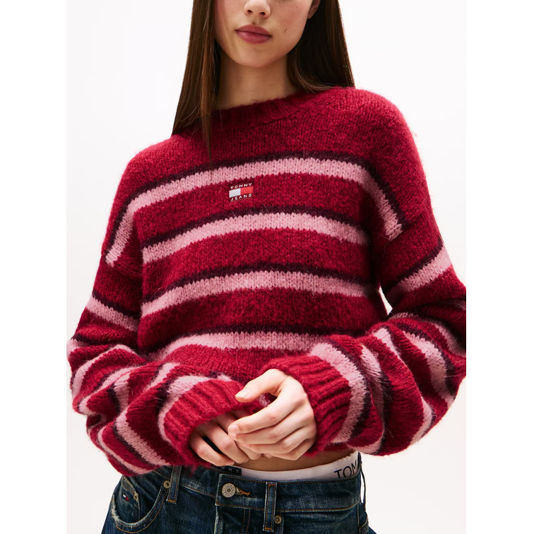 MUJER TJW BADGE STRIPE FLUFFY SWEATE XJP