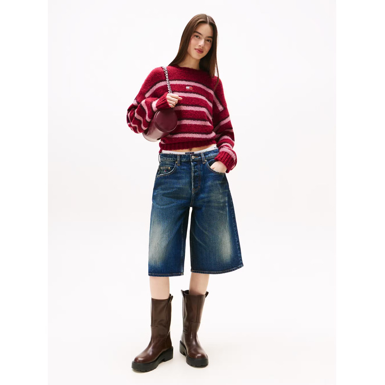 MUJER TJW BADGE STRIPE FLUFFY SWEATE XJP