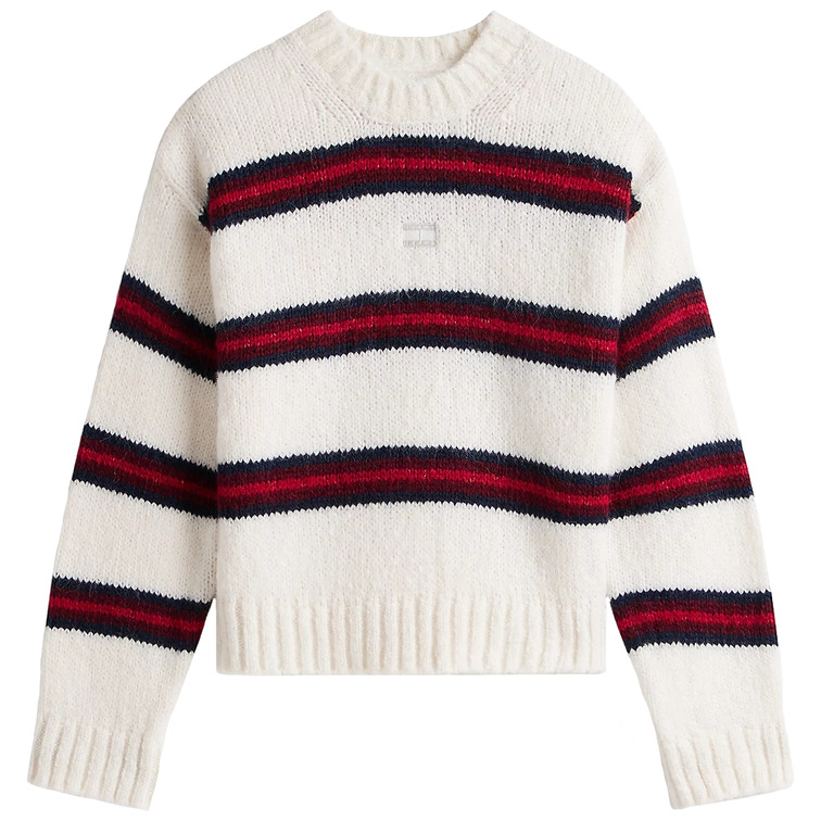 MUJER TJW BADGE STRIPE FLUFFY SWEATE YBH