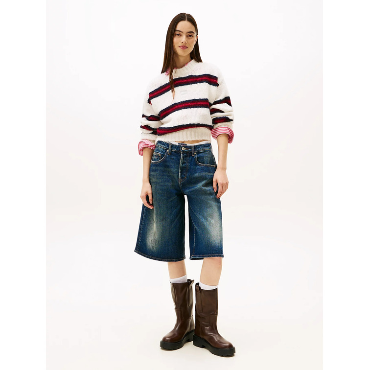 MUJER TJW BADGE STRIPE FLUFFY SWEATE YBH