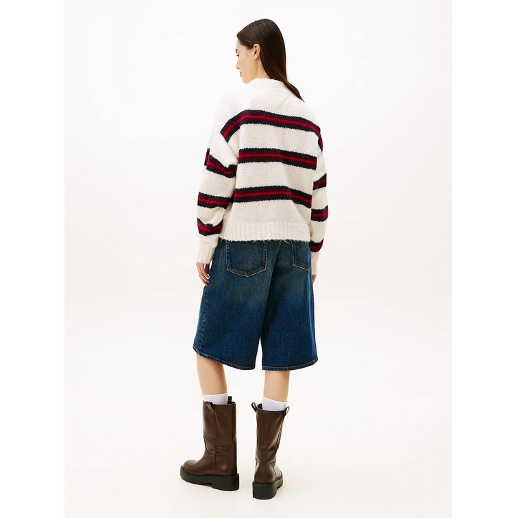 MUJER TJW BADGE STRIPE FLUFFY SWEATE YBH
