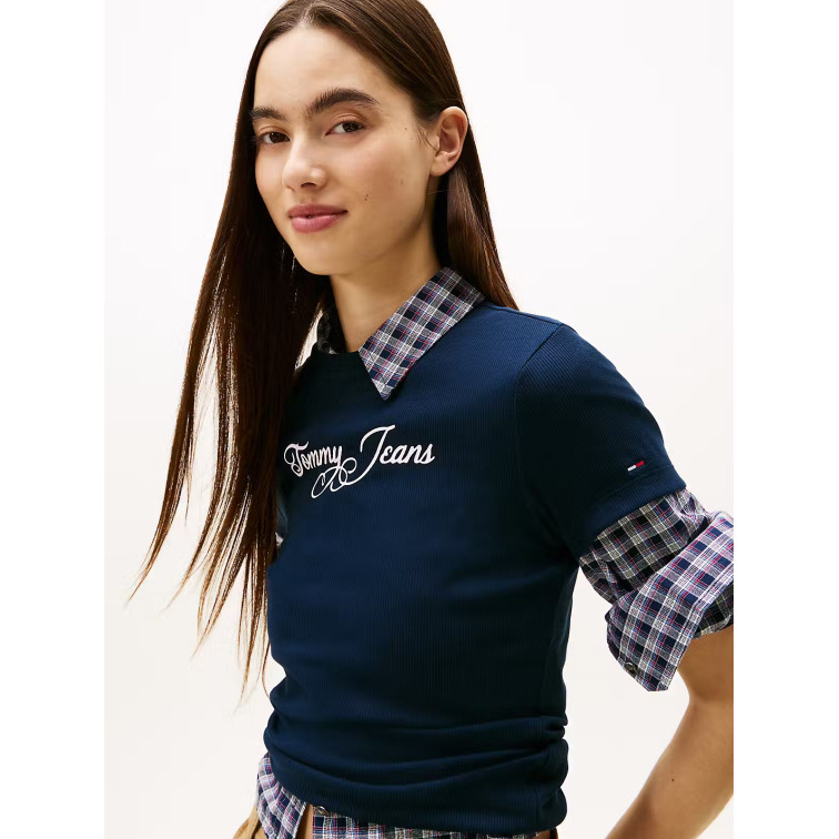 CAMISETA MUJER  TOMMY HILFIGER TJW SLIM ESS LOGO 1 RIB TEE EX