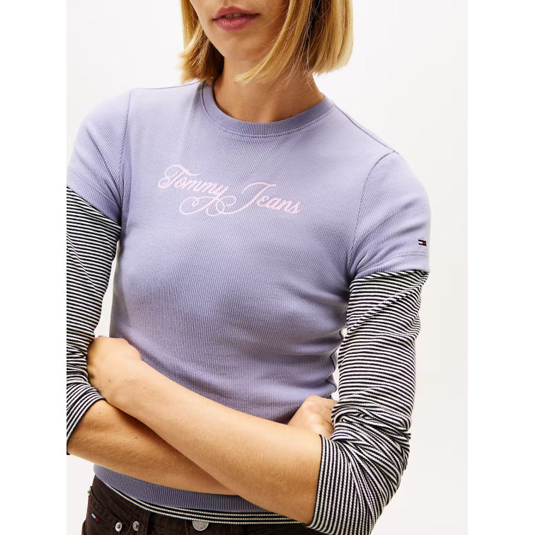 CAMISETA MUJER  TOMMY HILFIGER TJW SLIM ESS LOGO 1 RIB TEE EX