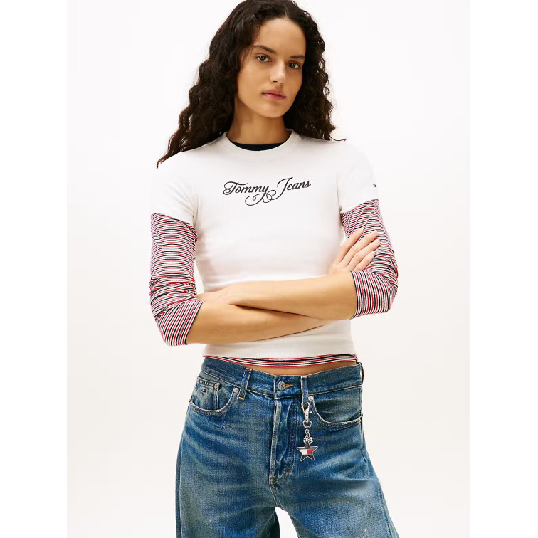 CAMISETA MUJER  TOMMY HILFIGER TJW SLIM ESS LOGO 1 RIB TEE EX