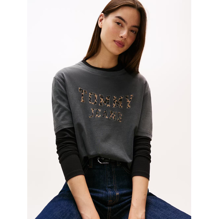 MUJER TJW BXY LEOPARD VARSITY TEE BDS