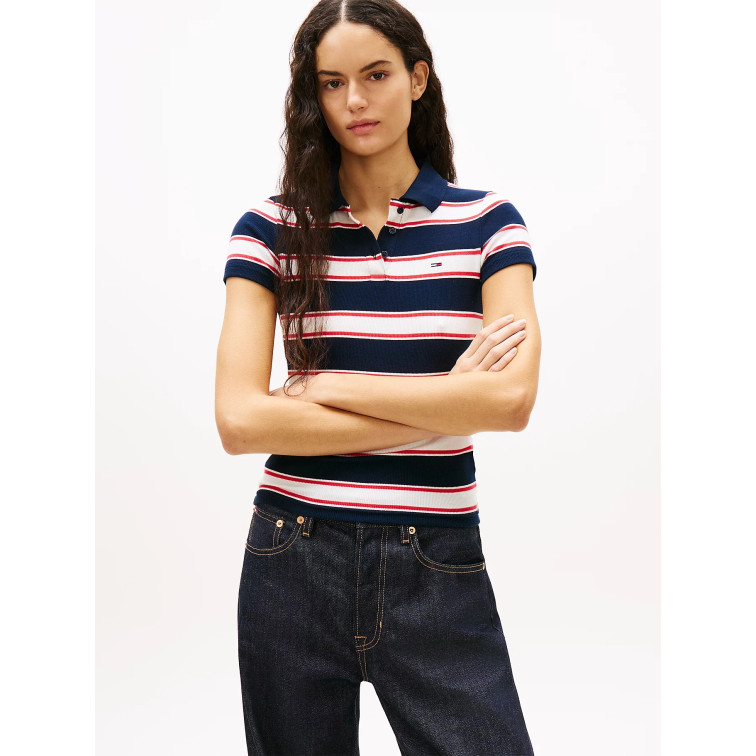 POLO ACANALADO MUJER TOMMY JEANS FIT SLIM