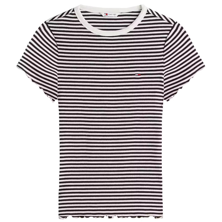 CAMISETA MUJER  TOMMY HILFIGER TJW SLIM LETTUCE EDGE RIB SS