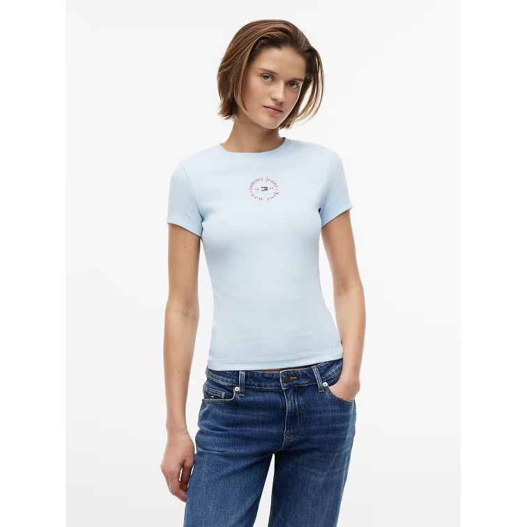 CAMISETA MUJER  TOMMY HILFIGER TJW SLIM ESS LOGO2 RIB TEE EXT