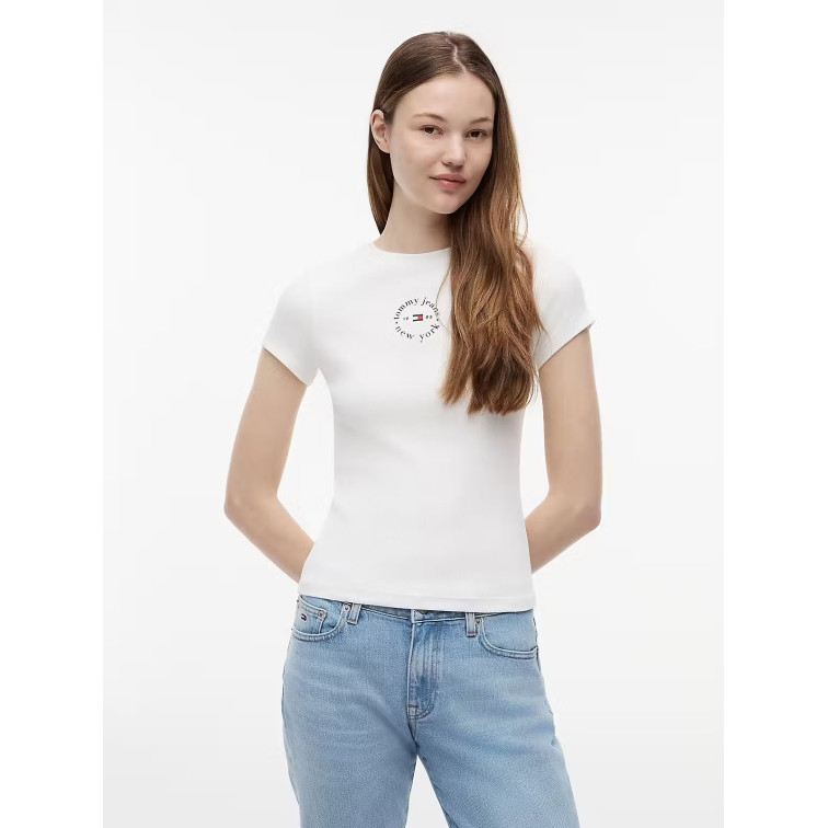CAMISETA MUJER  TOMMY HILFIGER TJW SLIM ESS LOGO2 RIB TEE EXT