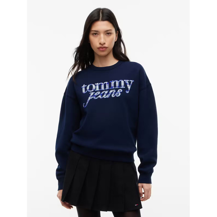 SUDADERA MUJER  TOMMY HILFIGER TJW BXY CHECK SCRIPT CREW