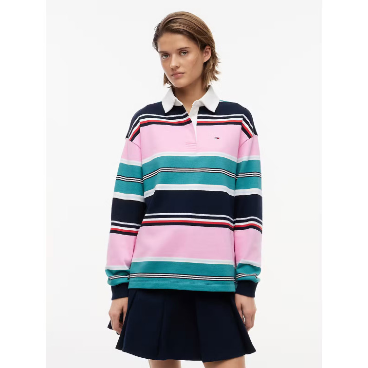 SUDADERA MUJER  TOMMY HILFIGER TJW RLX MULTI STRIPE RUGBY EXT