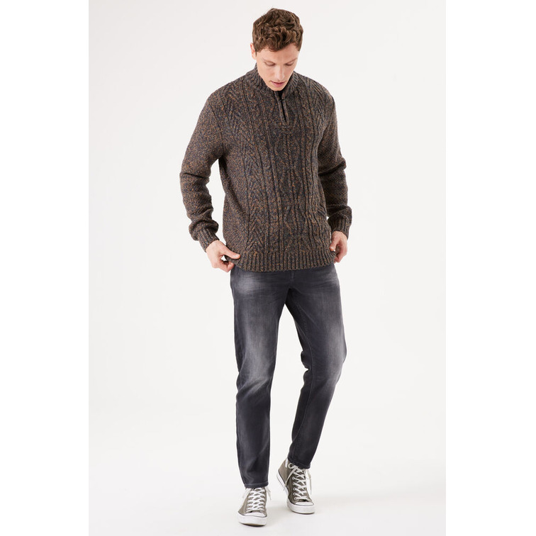 JERSEY DE PUNTO JASPEADO CON CUELLO CREMALLERA GARCIA JEANS